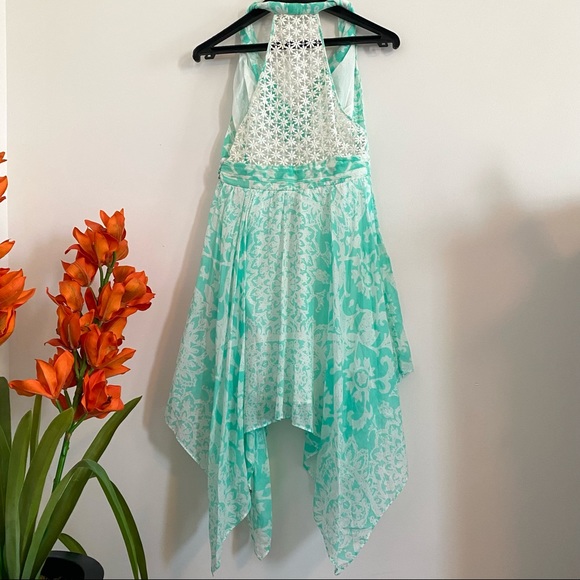 GUESS Twisted Tank Handkerchief Summer Dress with Crochet Back, Mint Green, US 4 - Picture 4 of 15